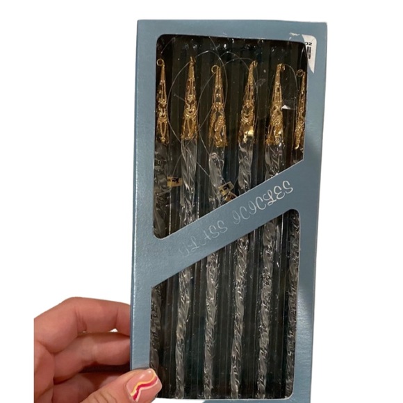 Other - NWT Glass icicle ornaments set of 6
